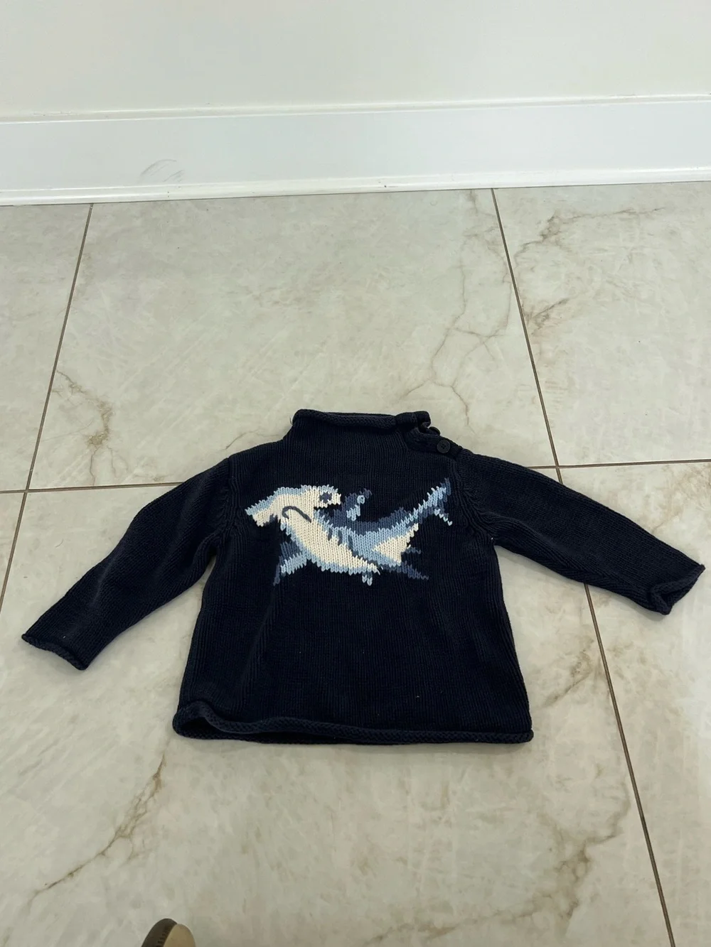 Gap Navy Blue Knit Shark Sweater Size 18-24 Months